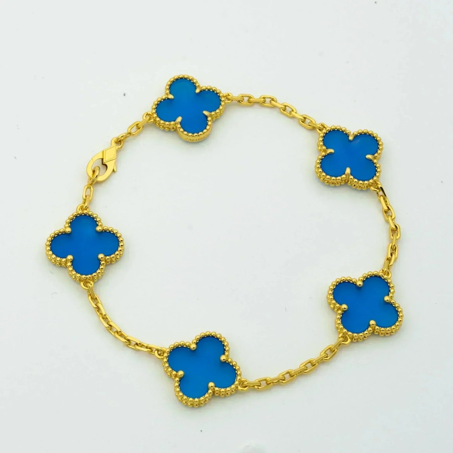 [VCA]CLOVER 5 MOTIFS BLUE AGATE BRACELET