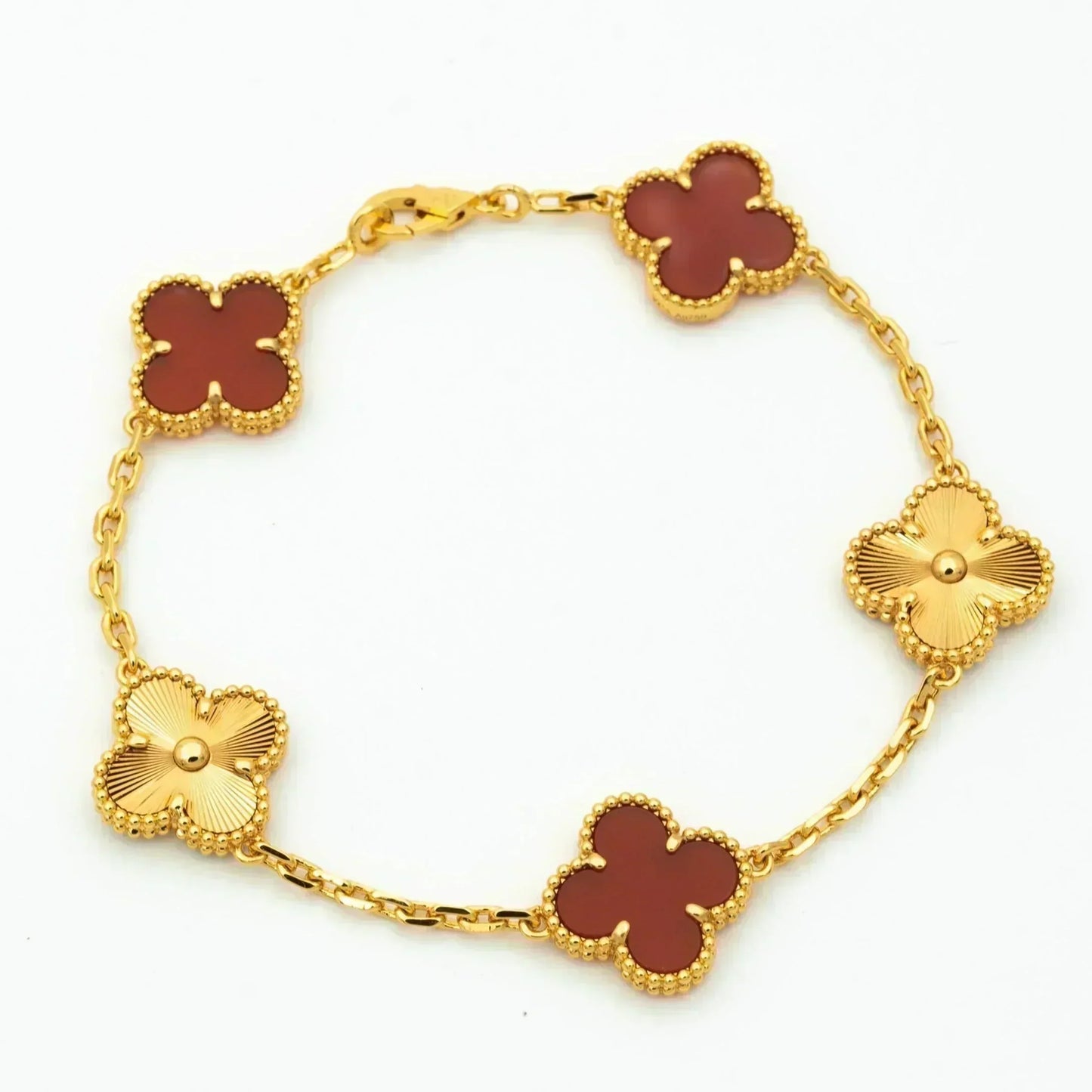 [VCA]CLOVER  5 MOTIFS CARNELIAN GOLD BRACELET