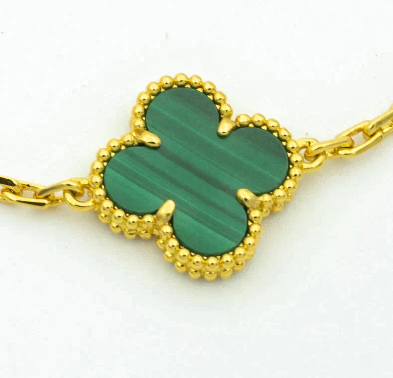 [VCA]CLOVER  5 MOTIF MALACHITE DIAMOND BRACELET