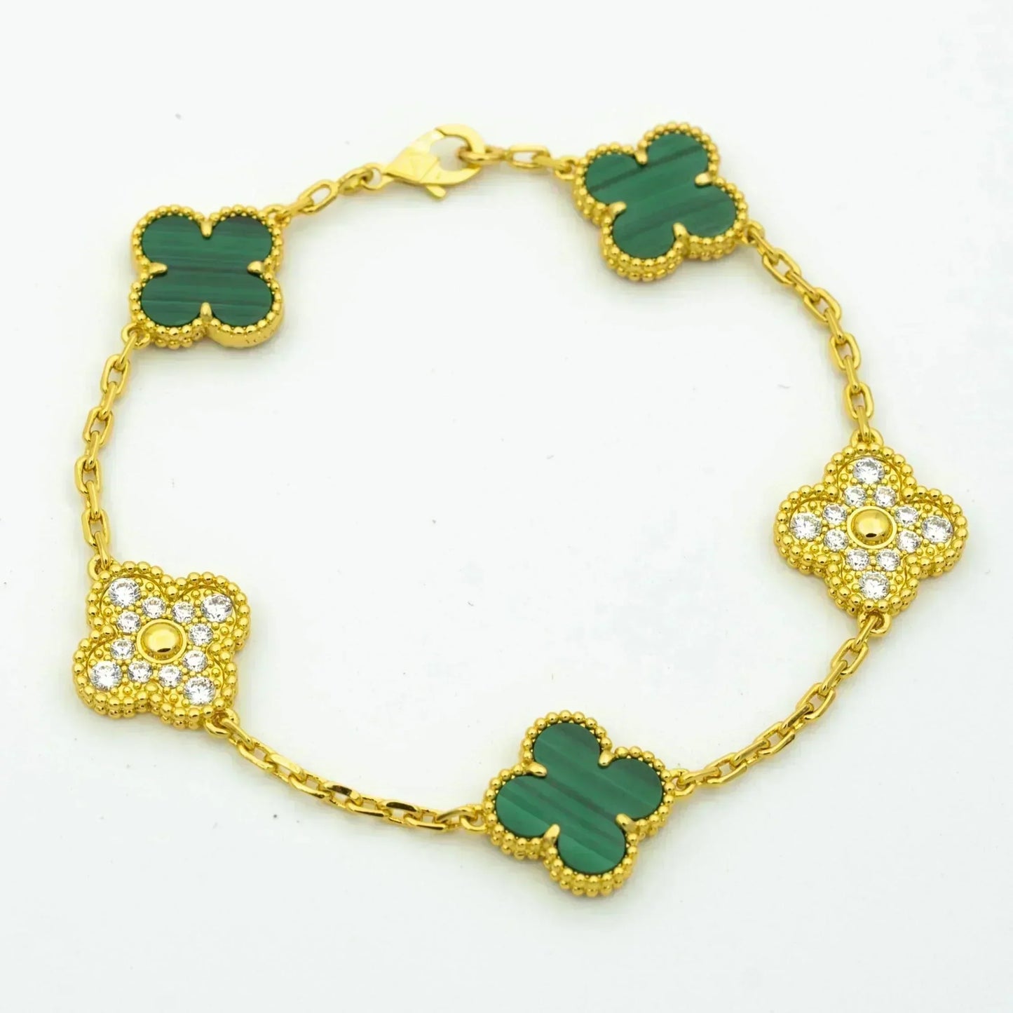 [VCA]CLOVER  5 MOTIF MALACHITE DIAMOND BRACELET