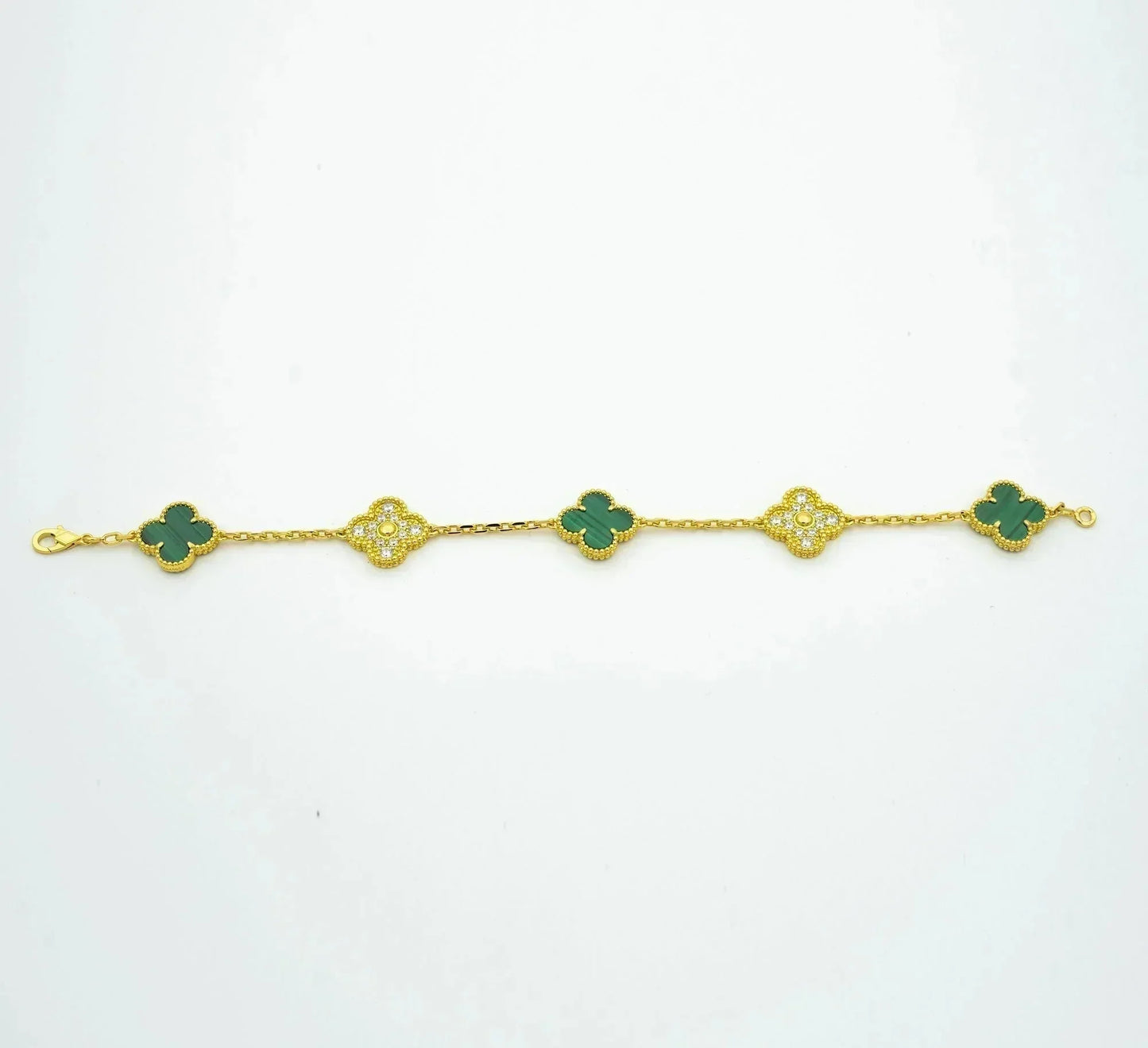 [VCA]CLOVER  5 MOTIF MALACHITE DIAMOND BRACELET