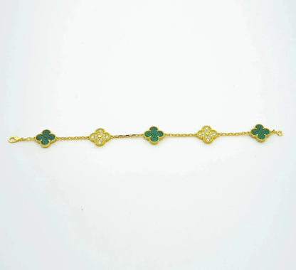 [VCA]CLOVER  5 MOTIF MALACHITE DIAMOND BRACELET