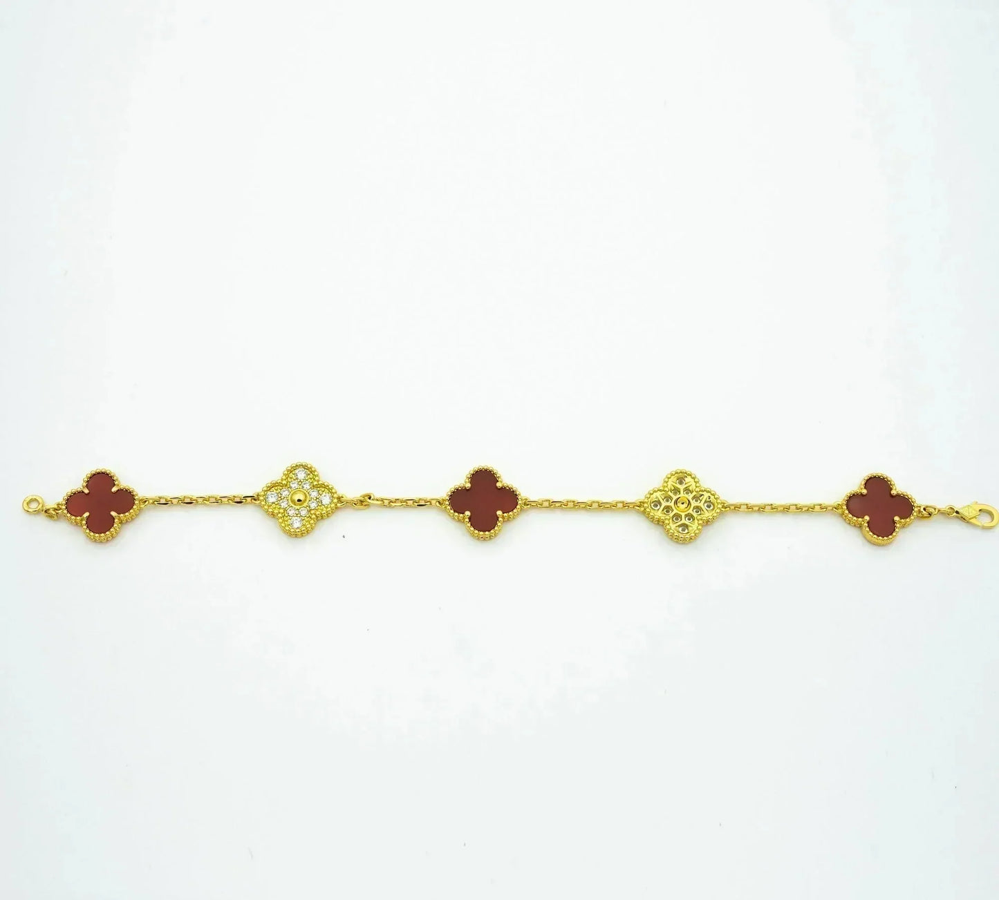 [VCA]CLOVER 5 MOTIFS CARNELIAN DIAMOND BRACELET