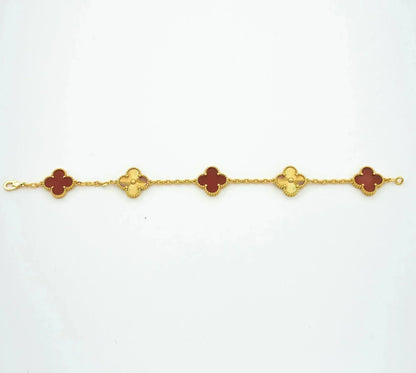 [VCA]CLOVER  5 MOTIFS CARNELIAN GOLD BRACELET