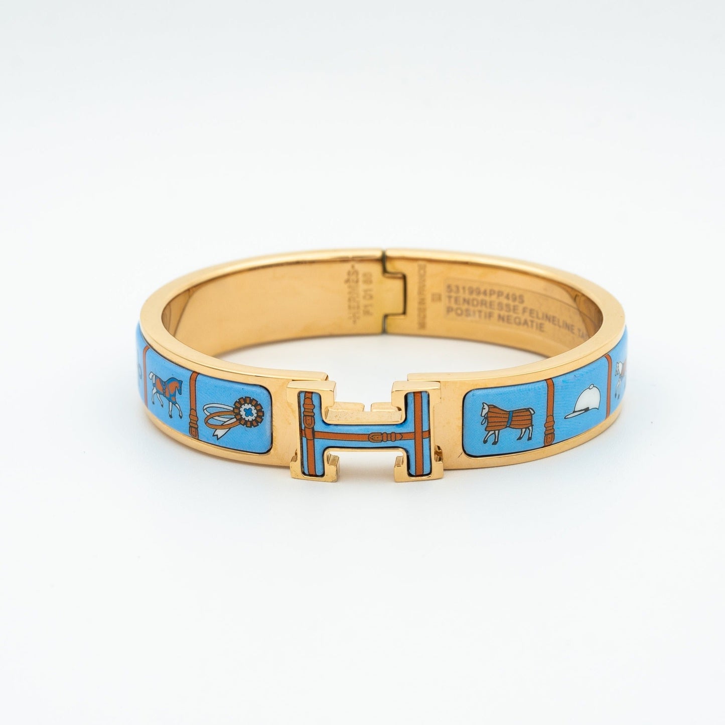 [Hmes]H PINK GOLD BRACELET BLUE CERAMIC