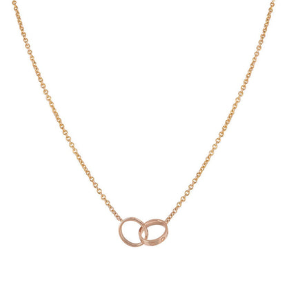 [CAT]LOVE NECKLACE DOUBLE RING PINK GOLD