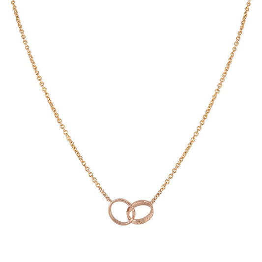 [CAT]LOVE NECKLACE DOUBLE RING PINK GOLD