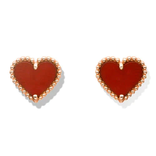 [VCA]HEART CARNELIAN STUD EARRINGS