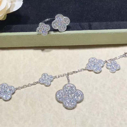 [VCA]CLOVER 6 MOTIFS SILVER DIAMOND BRACELET