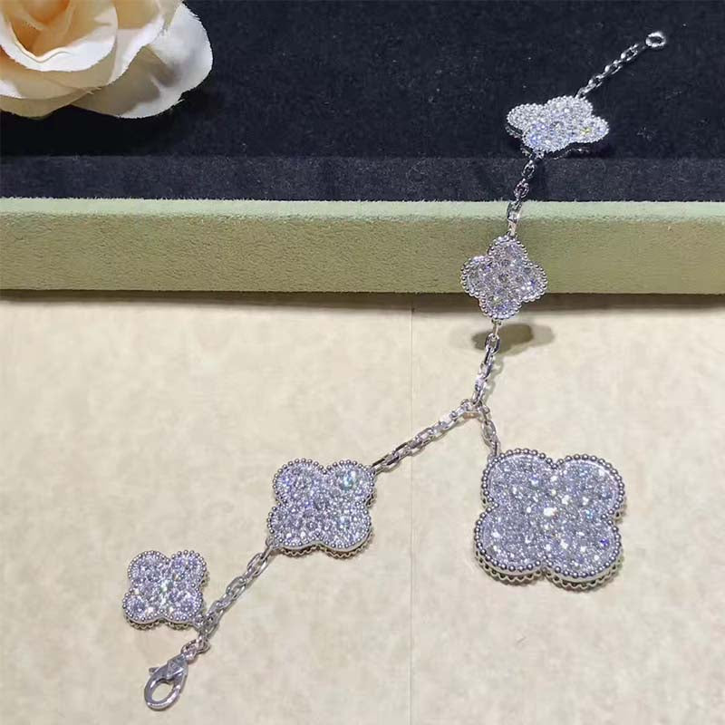 [VCA]CLOVER 6 MOTIFS SILVER DIAMOND BRACELET