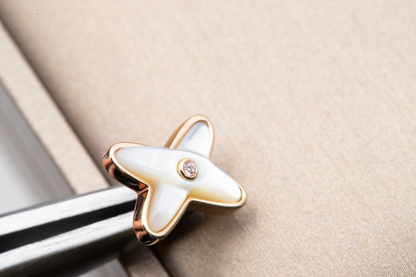 [Chau]JEUX DE WHITE MOP ROSE GOLD DIAMOND EARRINGS