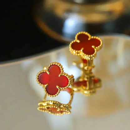 [VCA]CLOVER MEDIUM 1 MOTIFS CARNELIAN  EARRINGS