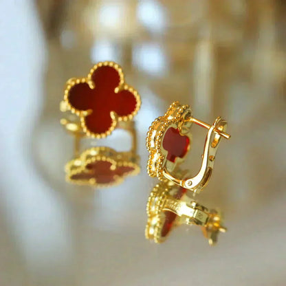 [VCA]CLOVER MEDIUM 1 MOTIFS CARNELIAN  EARRINGS