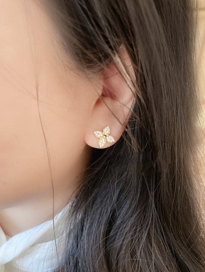 [Loui]STAR BLOSSOM STUD EARRINGS PINK GOLD DIAMONDS