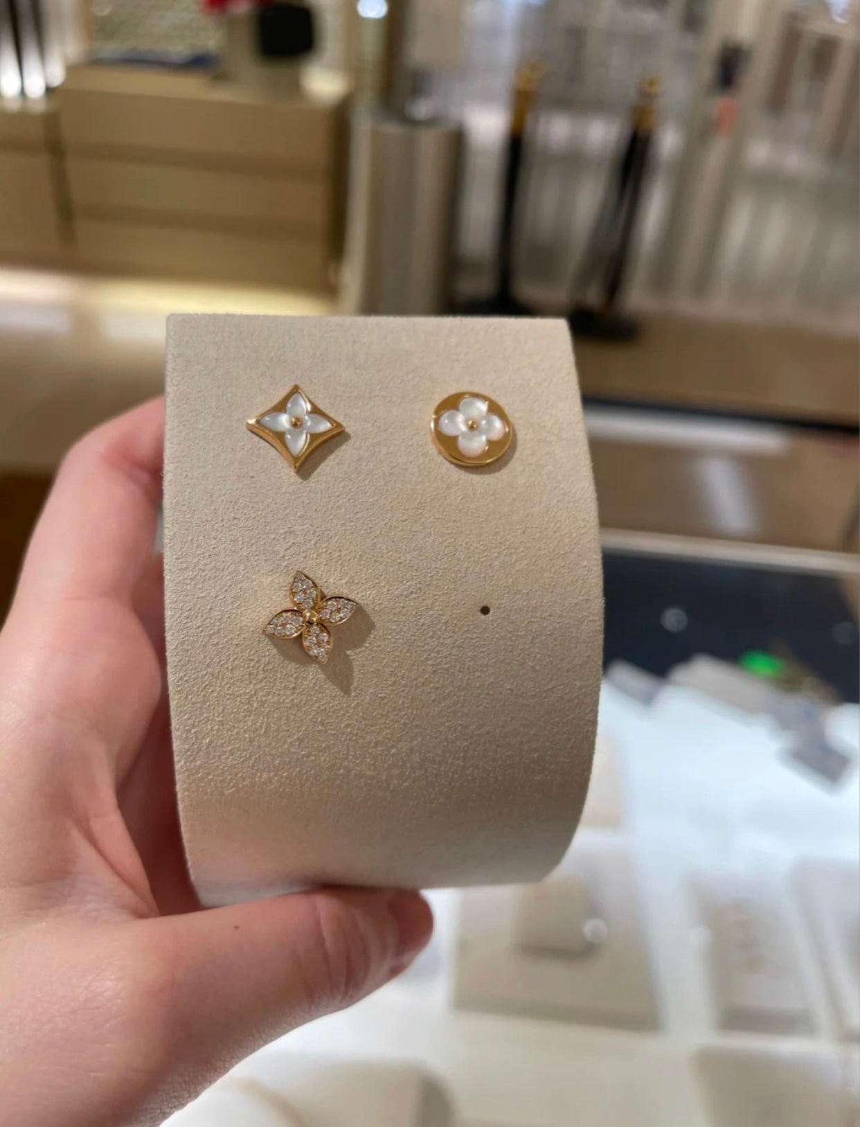 [Loui]STAR BLOSSOM STUD EARRINGS PINK GOLD DIAMONDS