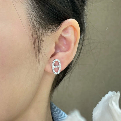 [Hmes]HM FULL DIAMOND PIG NOSE STUD EARRINGS