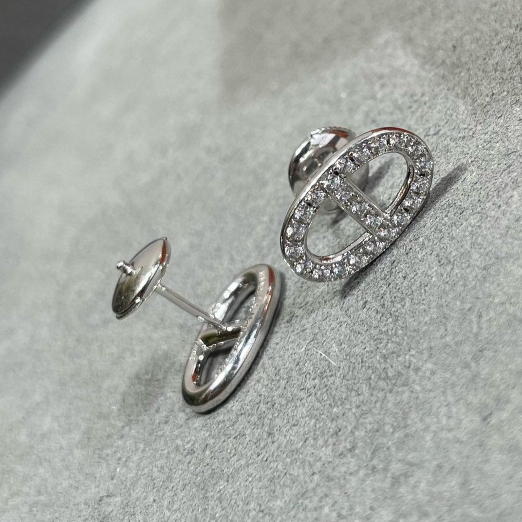 [Hmes]HM FULL DIAMOND PIG NOSE STUD EARRINGS