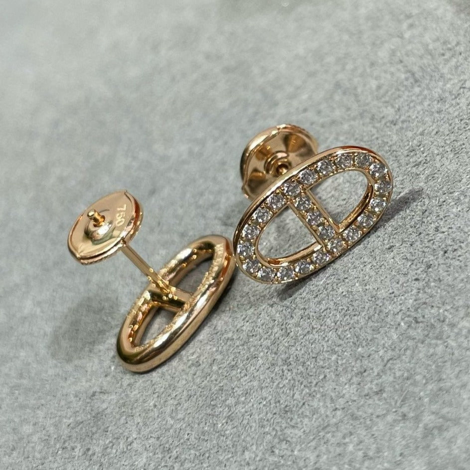 [Hmes]HM FULL DIAMOND PIG NOSE STUD EARRINGS