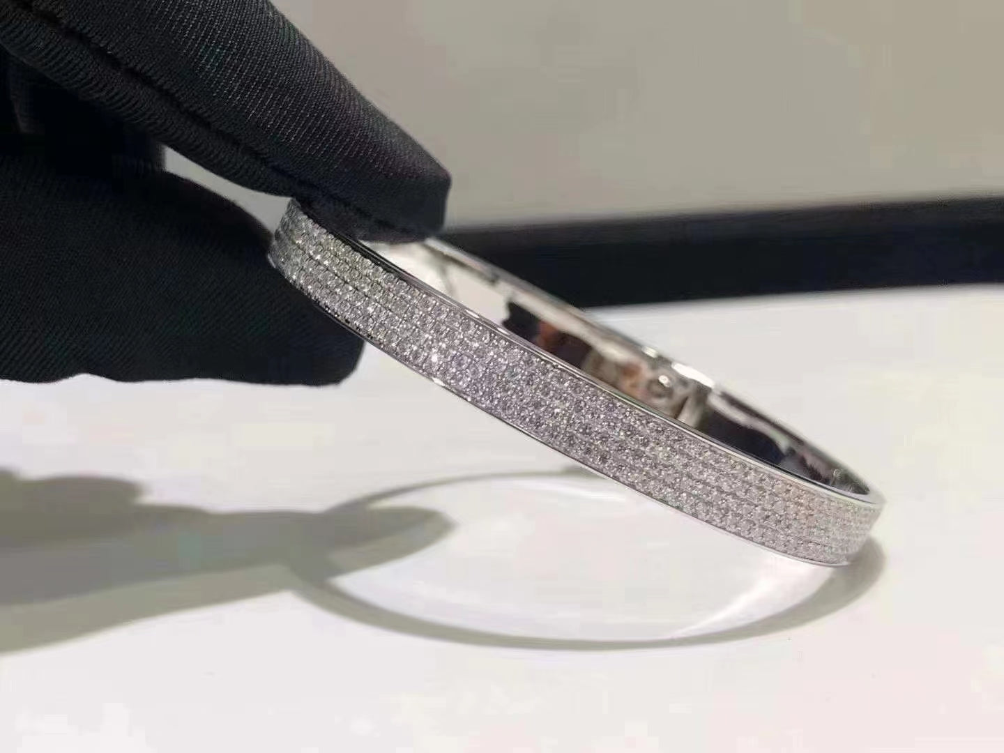 [Hmes]HM KELLY BRACELET IN SILVER AND FULL PAVE DIAMOND