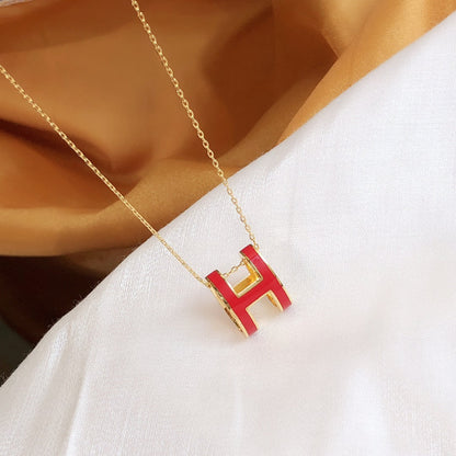 [Hmes]HM CLIC RED ENAMEL GOLD NECKLACE