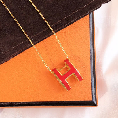 [Hmes]HM CLIC RED ENAMEL GOLD NECKLACE