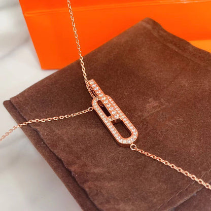 [Hmes]HM NECKLACE PLATINUM ROSE GOLD DIAMOND