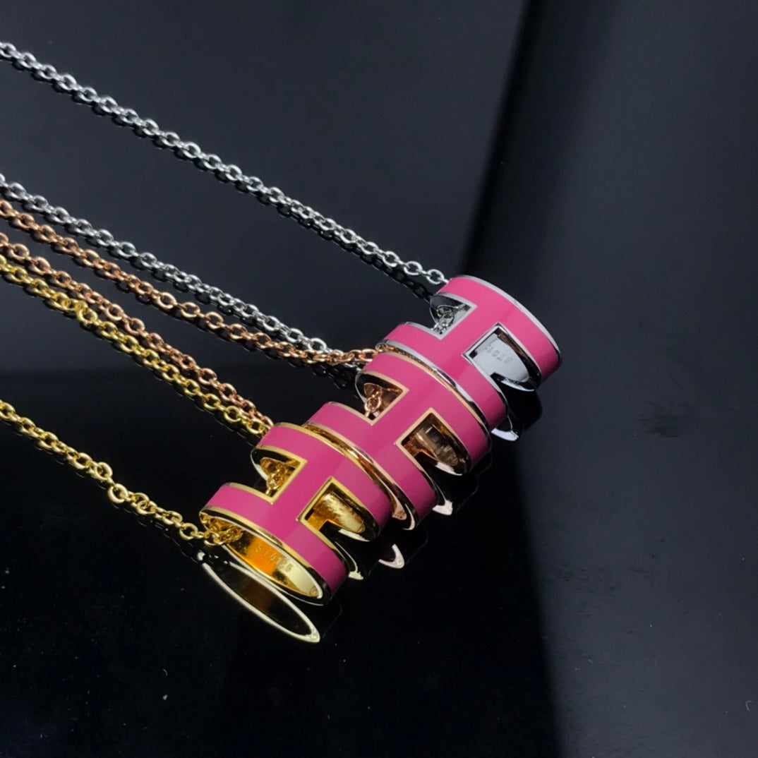 [Hmes]H NECKLACE PINK