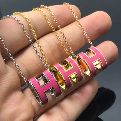 [Hmes]H NECKLACE PINK