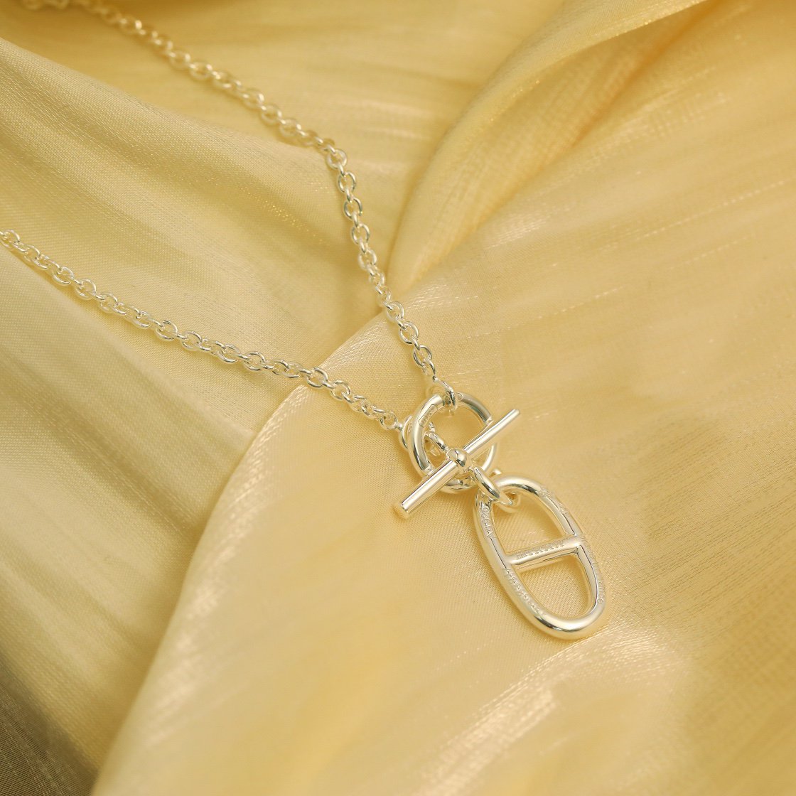 [Hmes]HM CHAINE D'ANCRE PENDANT NECKLACE STERLING SILVER