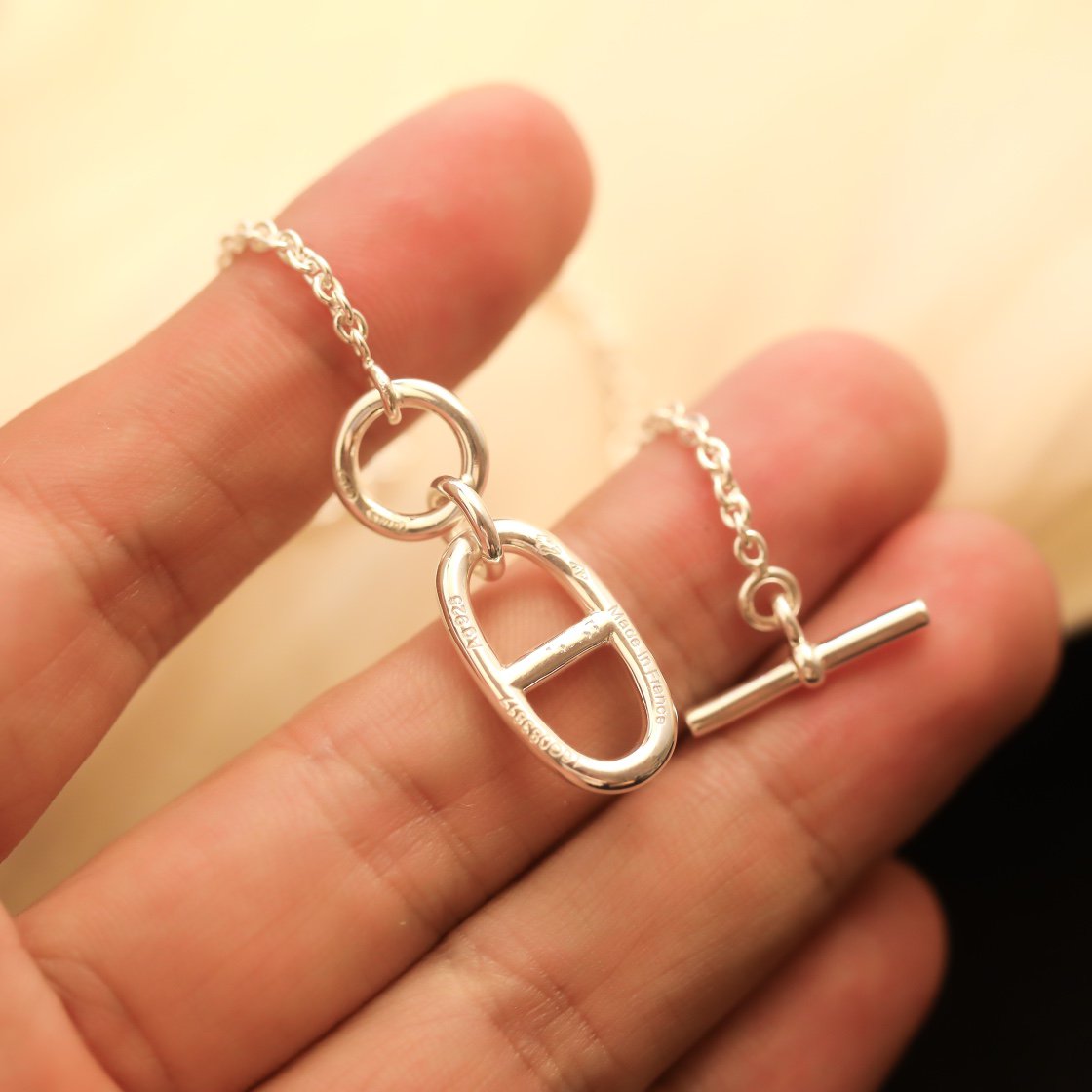 [Hmes]HM CHAINE D'ANCRE PENDANT NECKLACE STERLING SILVER