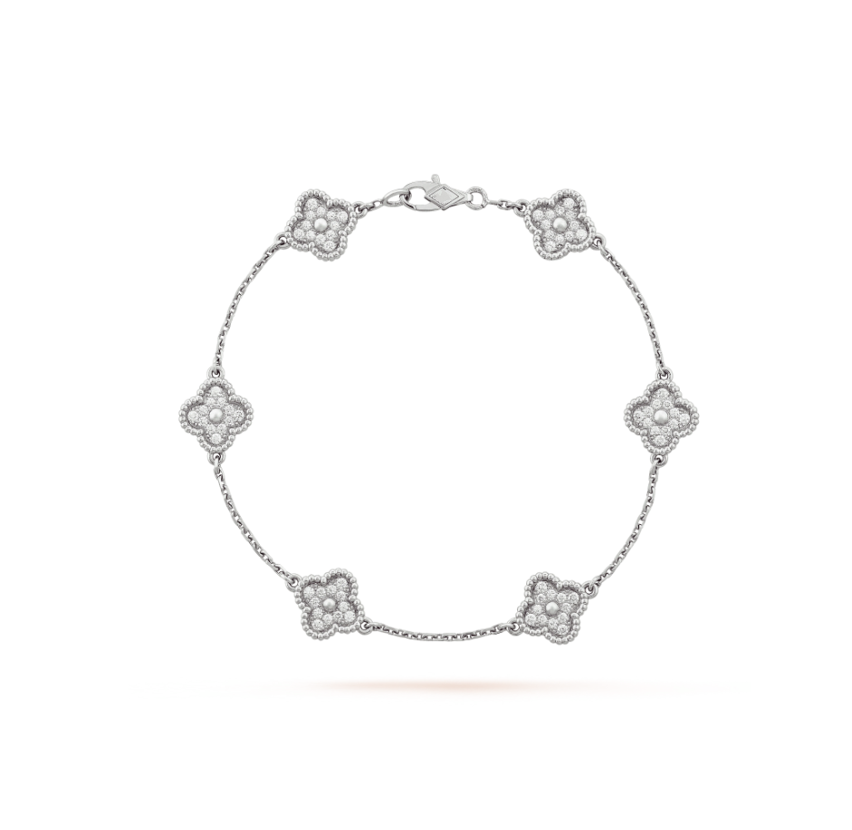 [VCA]CLOVER 6 MOTIF SILVER DIAMOND BRACELET