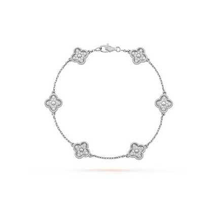 [VCA]CLOVER 6 MOTIF SILVER DIAMOND BRACELET