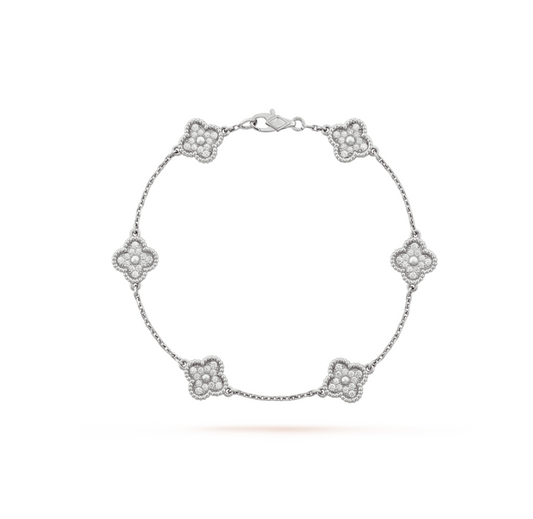 [VCA]CLOVER 6 MOTIF SILVER DIAMOND BRACELET