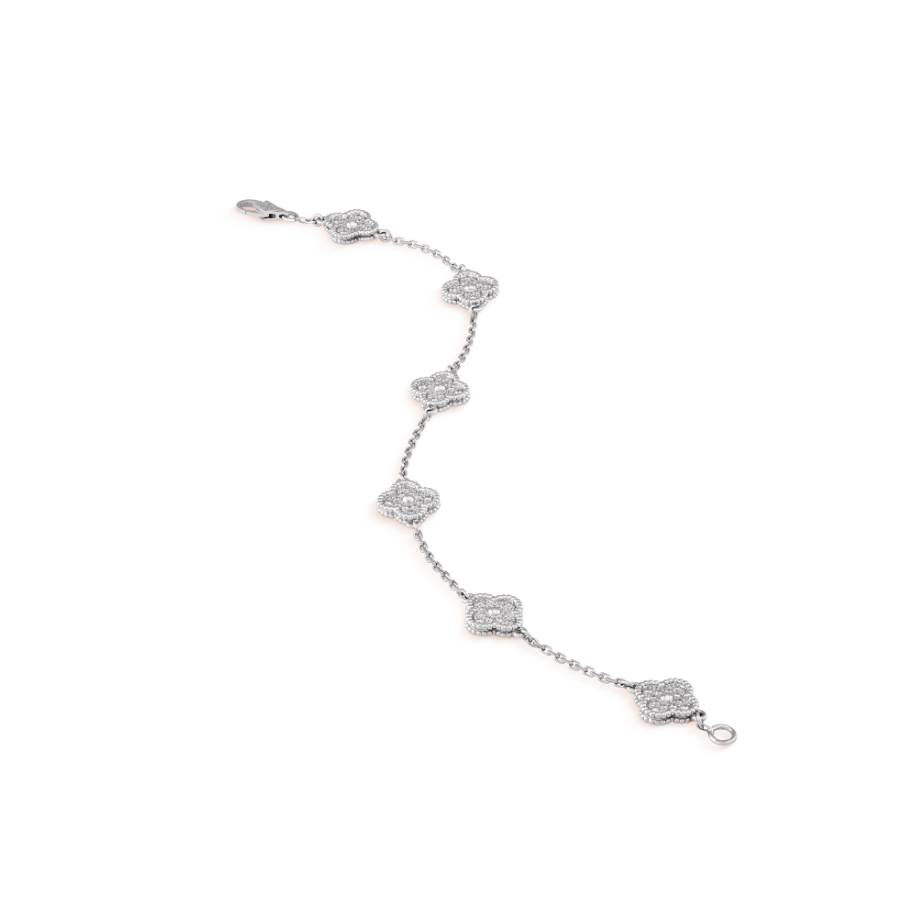 [VCA]CLOVER 6 MOTIF SILVER DIAMOND BRACELET