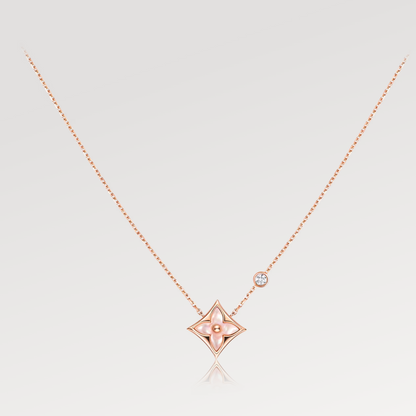 [Loui]STAR PINK MOP 1 DIAMOND PINK GOLD NECKLACE