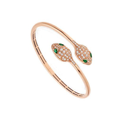 [Blar]SERPENTI BRACELET PINK GOLD MALACHITE DIAMOND DOUBLE SNAKE