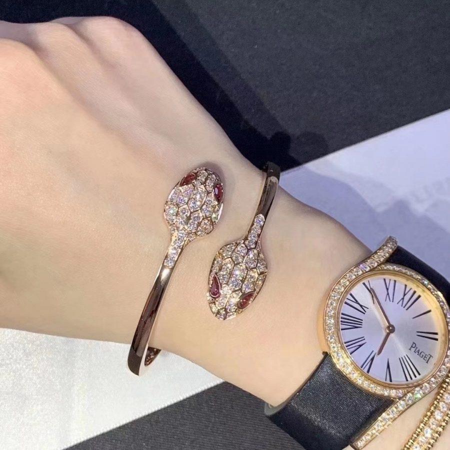 [Blar]SERPENTI BRACELET PINK GOLD DIAMOND DOUBLE SNAKE