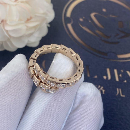 [Blar]SERPENTI RING PINK GOLD DIAMOND PAVED 4MM