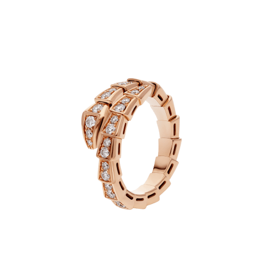 [Blar]SERPENTI RING PINK GOLD DIAMOND PAVED 4MM