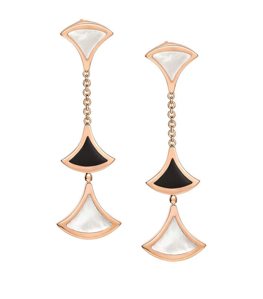 [Blar]DREAM EARRINGS 3 MOTIFS ONYX MOP PINK GOLD