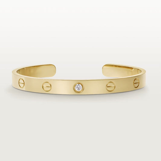 [CAT]LOVE BRACELET 6.1MM 1 DIAMOND OPEN CUFF