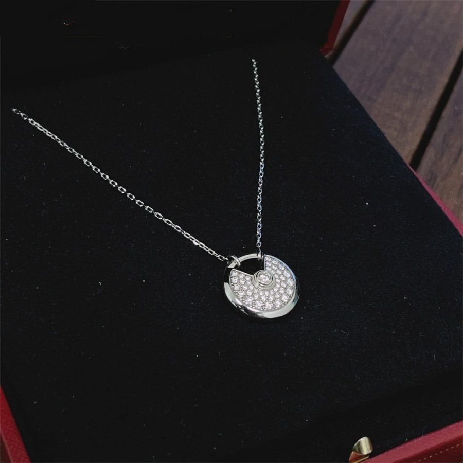 [Chau]AMULETTE SILVER FULL DIAMOND NECKLACE