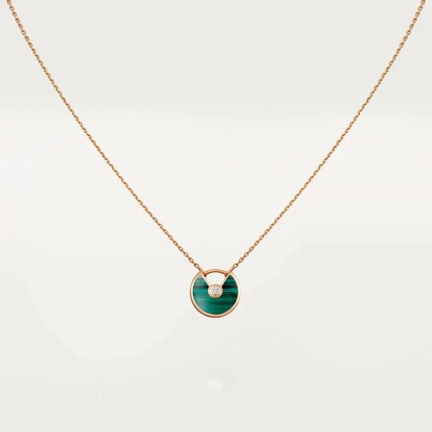 [Chau]AMULETTE ROSE GOLD MALACHITE NECKLACE