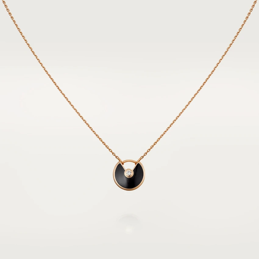 [Chau]AMULETTE ROSE GOLD ONYX NECKLACE