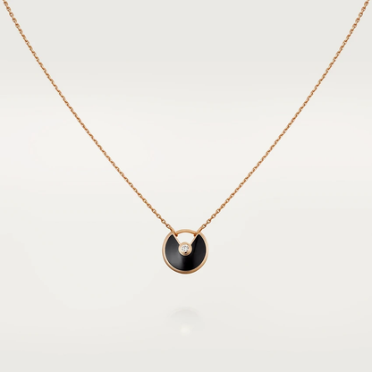 [Chau]AMULETTE ROSE GOLD ONYX NECKLACE