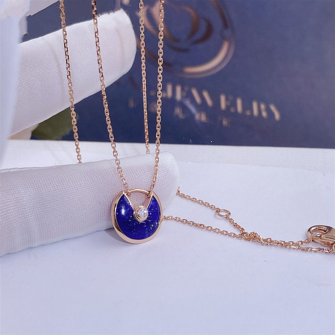 [Chau]AMULETTE ROSE GOLD AGATE NECKLACE