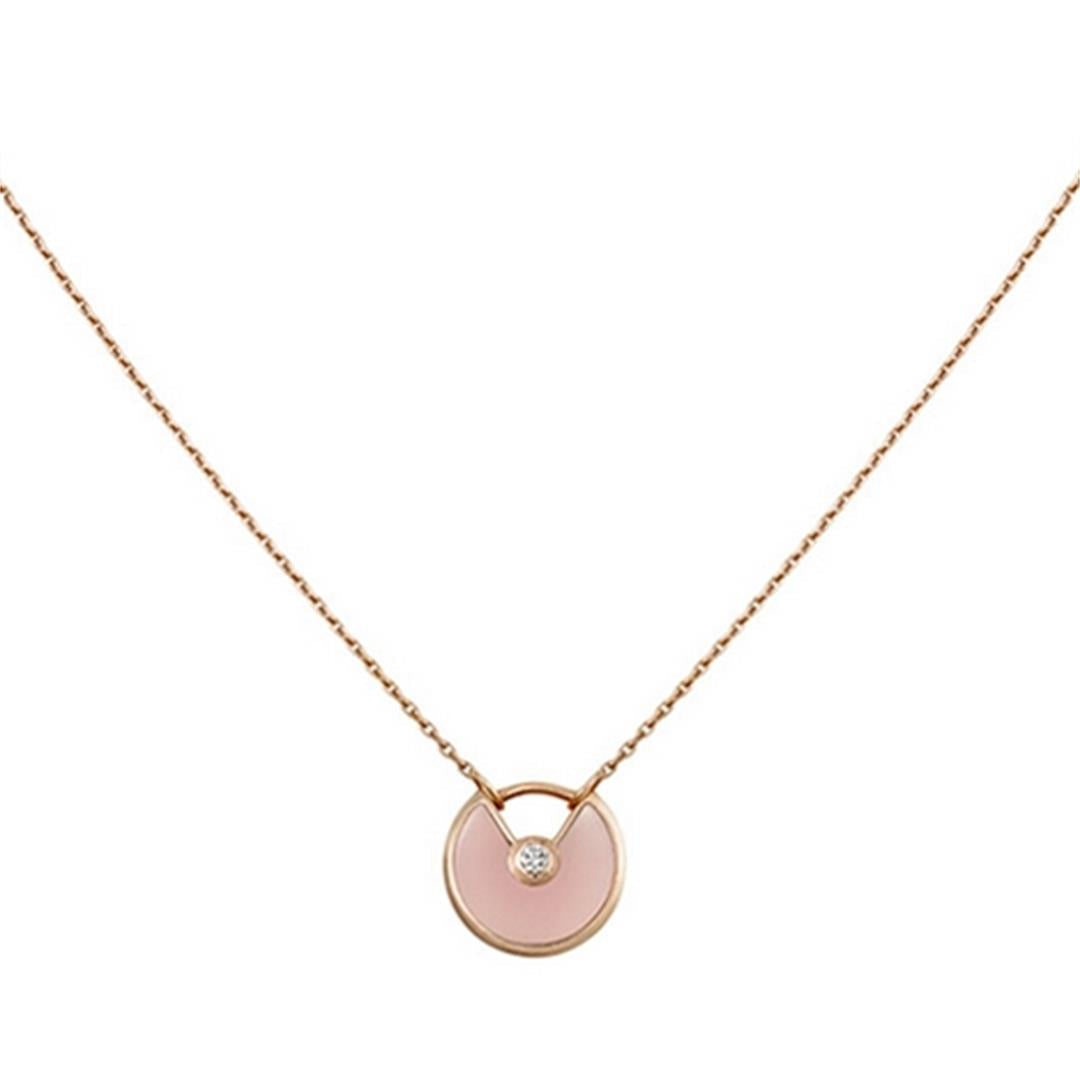 [Chau]AMULETTE ROSE GOLD PINK MOP NECKLACE