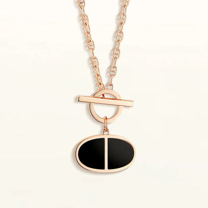 [Hmes]CHAINE VERSO BLACK CERAMIC NECKLACE