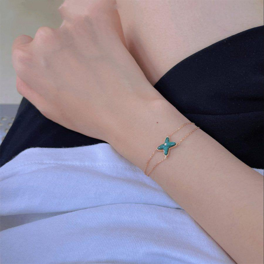 [Chau]JEUX BRACELET MALACHITE PINK GOLD 1 DIAMOND