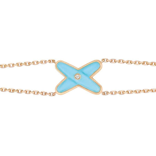 [Chau]JEUX BRACELET TURQUOISE PINK GOLD 1 DIAMOND